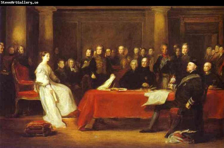 Sir David Wilkie Victoria holding a Privy Council meeting